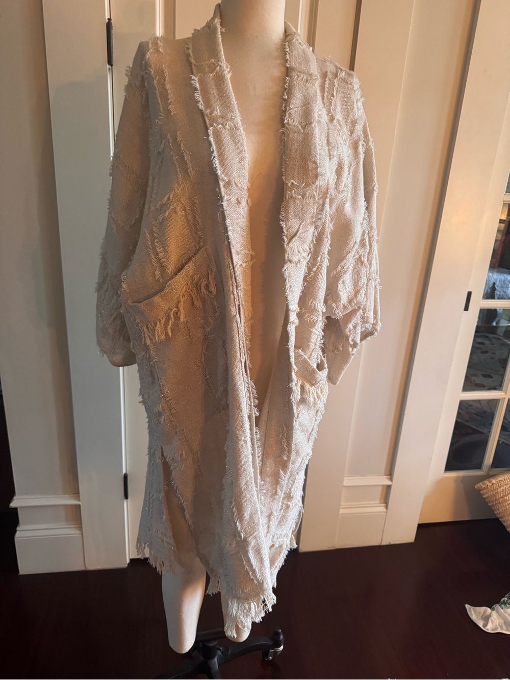 Pilcro Cream Fringed Open-Front dusters